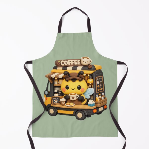 Item preview, Kawaii Bumblebee Barista Coffee Truck | Cute 3D Clay Bee Cafe Art designed and sold by Moons Studio.