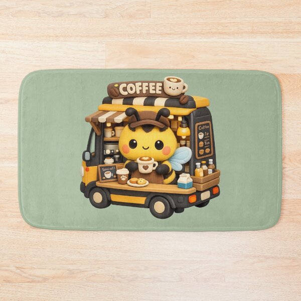 Item preview, Kawaii Bumblebee Barista Coffee Truck | Cute 3D Clay Bee Cafe Art designed and sold by Moons Studio.