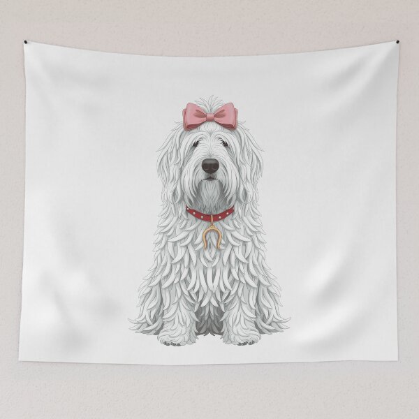 Item preview, Adorable Komondor Dog with Pink Bow designed and sold by k3rstman1.