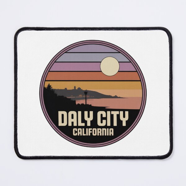 Item preview, Daly City California: Retro Coastal Cityscape Sunset Badge designed and sold by CircinusStore.