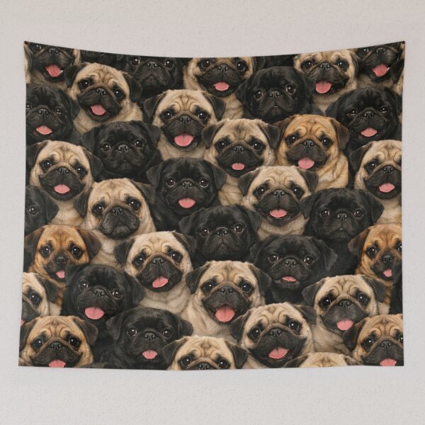 Item preview, Pug Party Pattern - Cute Adorable Mops Dog Pile designed and sold by myforestfog.