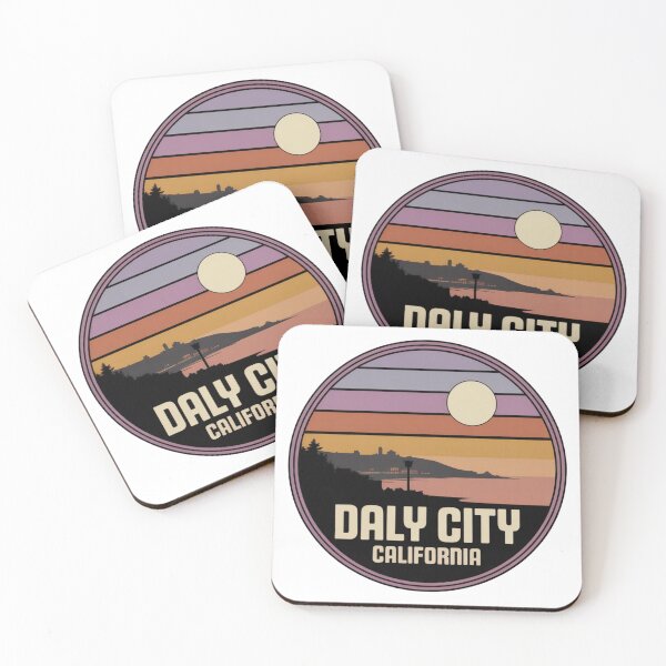 Item preview, Daly City California: Retro Coastal Cityscape Sunset Badge designed and sold by CircinusStore.