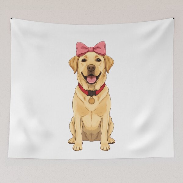 Item preview, Cute Smiling Labrador Retriever with Pink Bow designed and sold by k3rstman1.