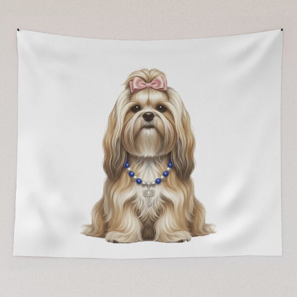 Item preview, Elegant Regal Lhasa Apso with Pink Bow designed and sold by k3rstman1.