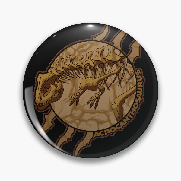 Item preview, Acrocanthosaurus Fossil Badge – Prehistoric Skeleton Dinosaur Design designed and sold by Grimtech Workshop.