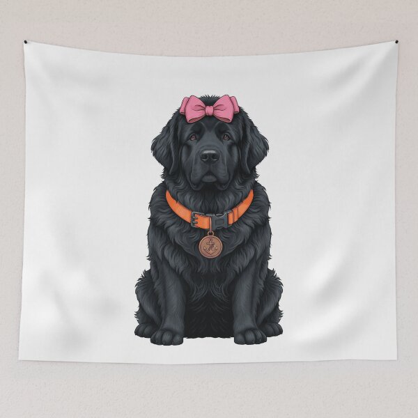 Item preview, Black Newfoundland Dog with Pink Bow and Anchor designed and sold by k3rstman1.