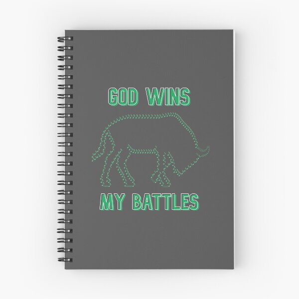 Artikelvorschau, Gott gewinnt meine Schlachten – Christliches Musiknoten-Stier-Inspirationsdesign entworfen und verkauft von MyDarlingDearJesusInspires.