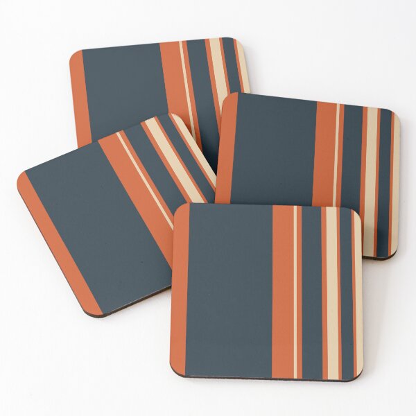 Item preview, Modern Vertical Stripes – Deep Bluel, Rust Orange & Beige Elegant Pattern designed and sold by WildHugeDot.