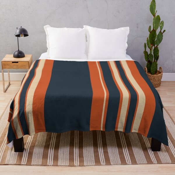 Item preview, Modern Vertical Stripes – Deep Bluel, Rust Orange & Beige Elegant Pattern designed and sold by WildHugeDot.