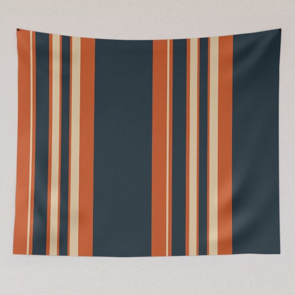 Item preview, Modern Vertical Stripes – Deep Bluel, Rust Orange & Beige Elegant Pattern designed and sold by WildHugeDot.