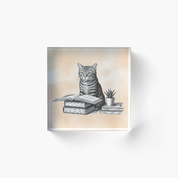 Item preview, Wise Cat Reading Books – Vintage Illustration Design designed and sold by Creavatim .