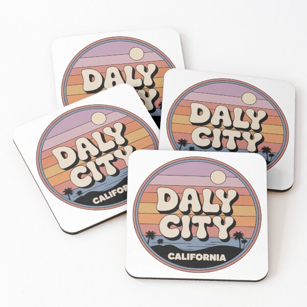 Item preview, Daly City California: Retro Palm Sunset Badge designed and sold by CircinusStore.