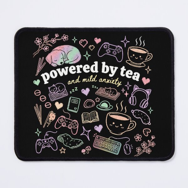 Item preview, Powererd by Tea and Mild Anxiety - Cute Gamer Girl T-Shirt designed and sold by LoFizzy.