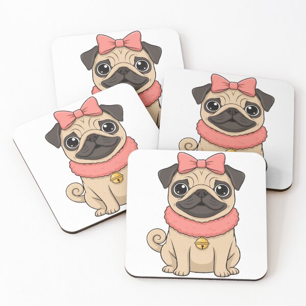 Item preview, Cute Pug Puppy Pink Bow Fluffy Collar designed and sold by k3rstman1.
