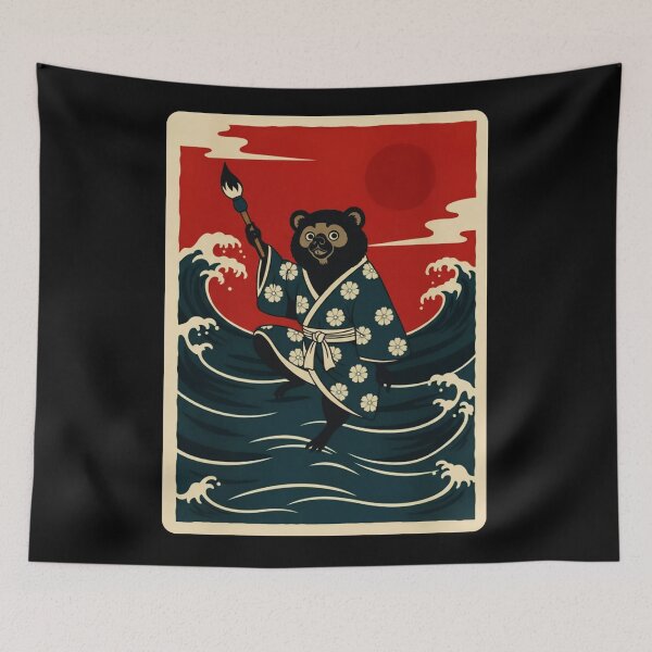 Item preview, Bear Painting Waves Japanese Ukiyo Style  designed and sold by JordynLadukeg65.