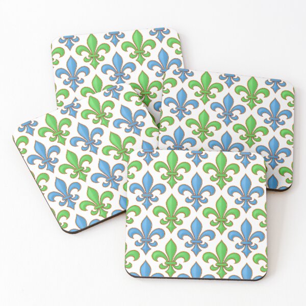 Item preview, White Blue Green Fleur-de-lis Design designed and sold by PatternTitan.