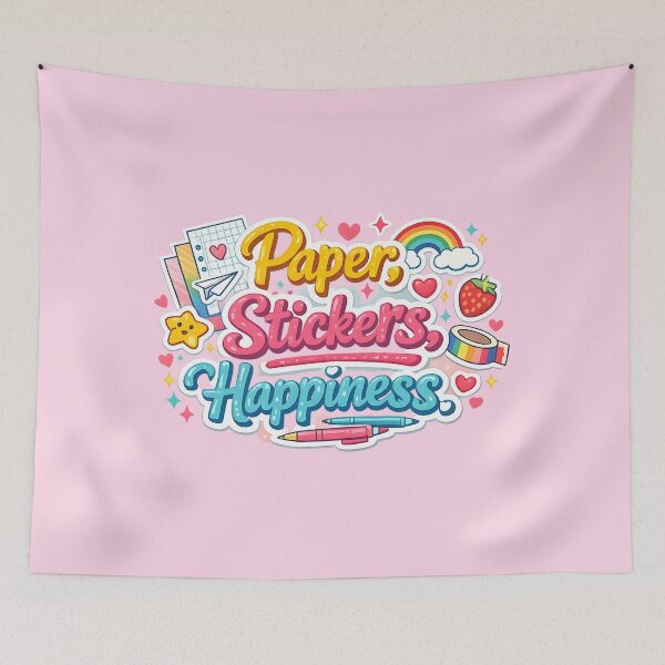 Item preview, Paper Stickers Happiness – Cute Kawaii Craft Lover Design designed and sold by blankTeeShirt.