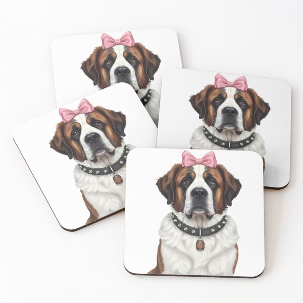 Item preview, Saint Bernard Dog with Pink Bow and Collar designed and sold by k3rstman1.