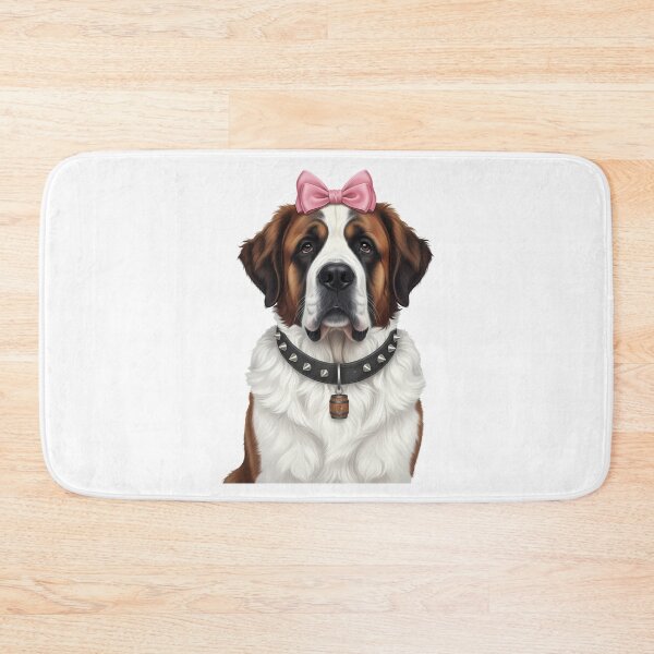 Item preview, Saint Bernard Dog with Pink Bow and Collar designed and sold by k3rstman1.