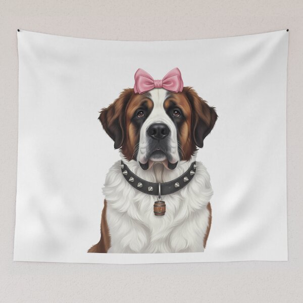 Item preview, Saint Bernard Dog with Pink Bow and Collar designed and sold by k3rstman1.