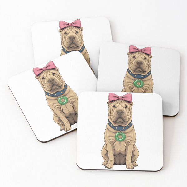 Item preview, Wrinkly Shar Pei Dog Pink Bow Jade Pendant designed and sold by k3rstman1.