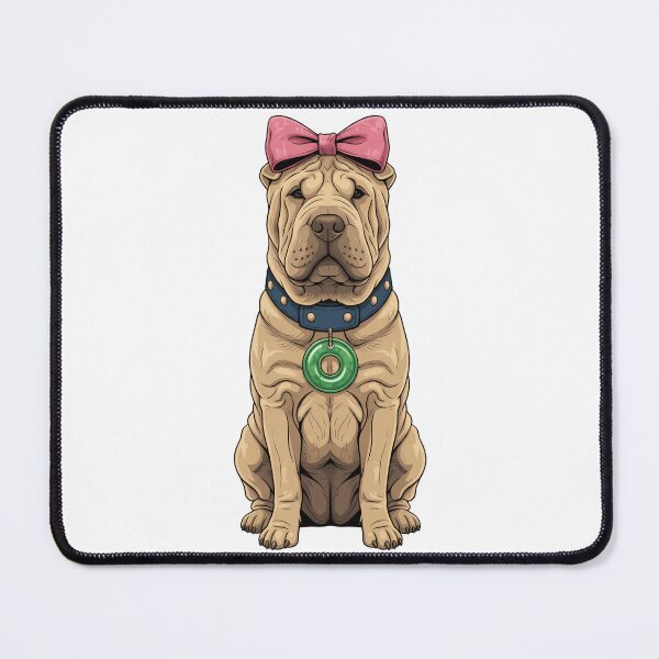 Item preview, Wrinkly Shar Pei Dog Pink Bow Jade Pendant designed and sold by k3rstman1.