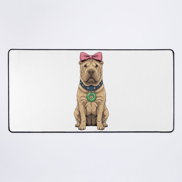 Item preview, Wrinkly Shar Pei Dog Pink Bow Jade Pendant designed and sold by k3rstman1.