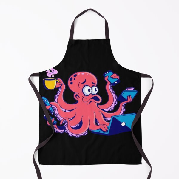 Item preview, Multitasking Octopus with Laptop and Coffee Kawaii designed and sold by DailySparks.