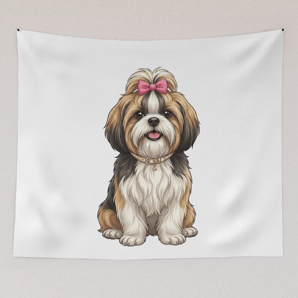 Item preview, Adorable Tri Color Shih Tzu with Pink Bow designed and sold by k3rstman1.
