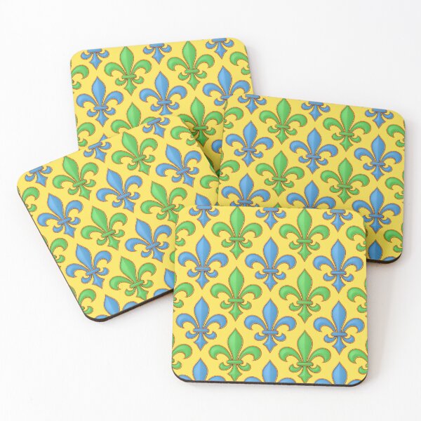 Item preview, Yellow Blue Green Fleur-de-lis Design designed and sold by PatternTitan.