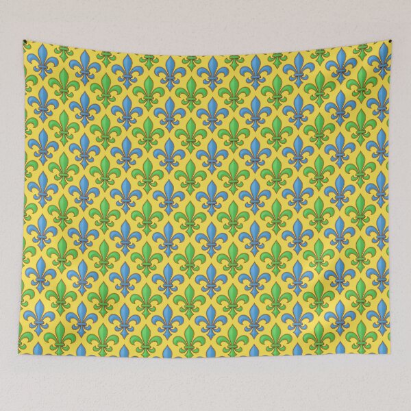Item preview, Yellow Blue Green Fleur-de-lis Design designed and sold by PatternTitan.