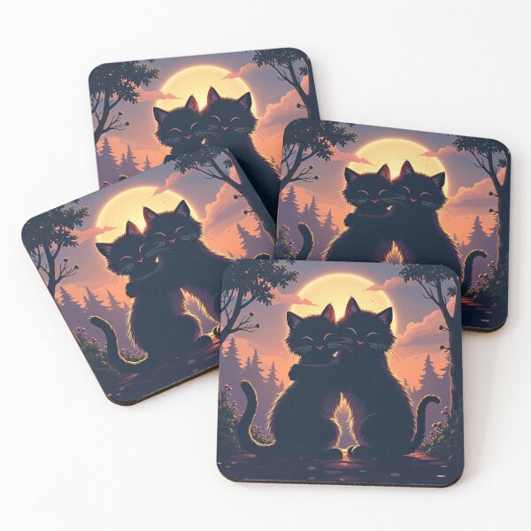 Item preview, Better Together Black Cats Hugging Art Print Romantic Cat Gift Cat Couple Wall Art designed and sold by VelvetClawStudio.