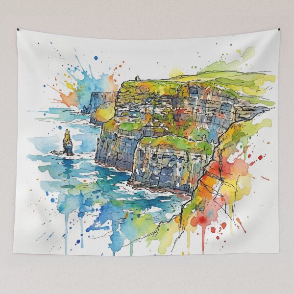 Item preview, Cliffs of Moher Watercolor Landscape designed and sold by Printpix.