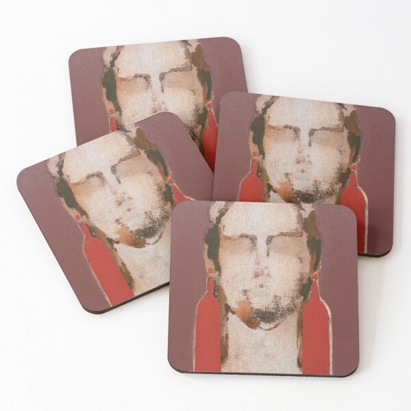 Item preview, Minimal Portrait with Red Statement Earrings designed and sold by Gela Mikava.