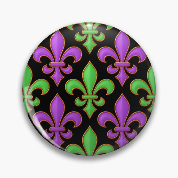 Item preview, Black Purple Green Fleur-de-lis Design designed and sold by PatternTitan.