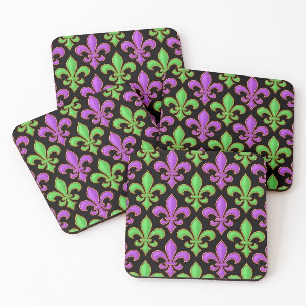 Item preview, Black Purple Green Fleur-de-lis Design designed and sold by PatternTitan.
