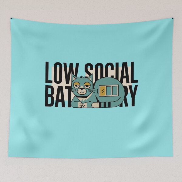Item preview, Low Social Battery Introvert Cat Illustration designed and sold by Quiet Mode Studio.
