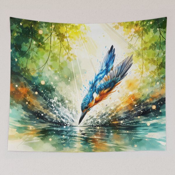 Item preview, Kingfisher Splashes Into Water designed and sold by cuprum.