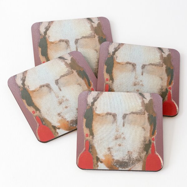 Item preview, Abstract Portrait with Red Statement Earrings designed and sold by Gela Mikava.
