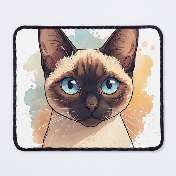Item preview, Blue-Eyed Siamese Cat – Artistic Watercolor Portrait designed and sold by Karolina’s Cozy Creations.