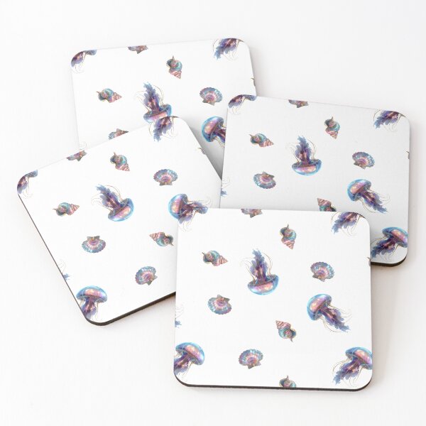 Item preview, Iridescent Jellyfish and Seashell Pattern in Pastel Ocean Colors designed and sold by VikArt7.