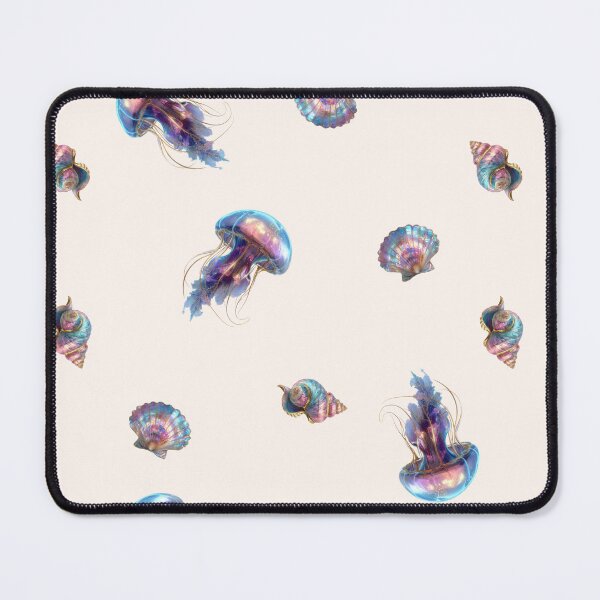 Item preview, Iridescent Jellyfish and Seashell Pattern in Pastel Ocean Colors designed and sold by VikArt7.