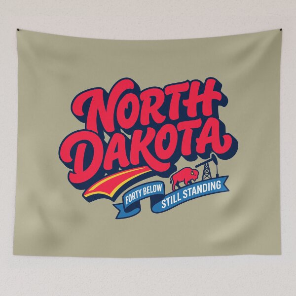 Item preview, North Dakota Retro Americana Script Forty Below Still Standing Vintage Sticker Art designed and sold by Cozy-Old-Pub.