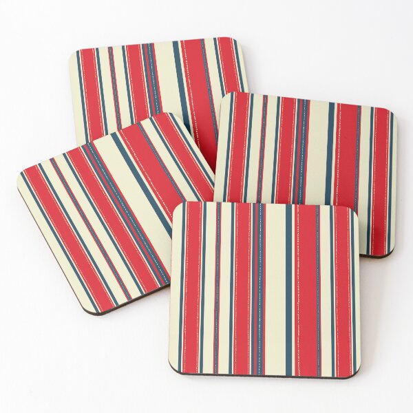 Item preview, Red Blue Stripes Pattern – Vertical Striped Design with Dotted Lines designed and sold by WildHugeDot.