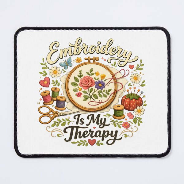 Item preview, Embroidery Is My Therapy – Floral Craft Lover Design designed and sold by blankTeeShirt.