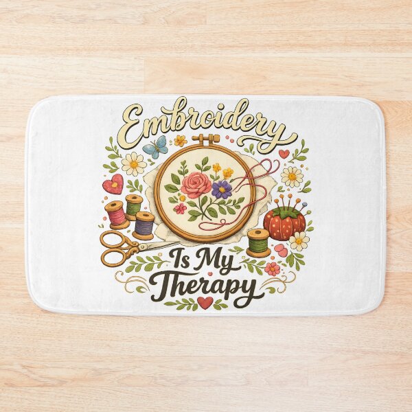 Item preview, Embroidery Is My Therapy – Floral Craft Lover Design designed and sold by blankTeeShirt.