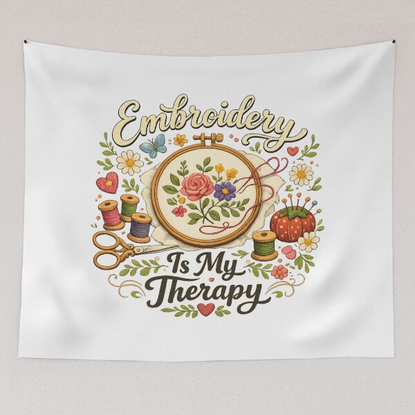 Item preview, Embroidery Is My Therapy – Floral Craft Lover Design designed and sold by blankTeeShirt.
