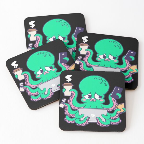 Item preview, Cute Green Octopus Multitasking Kawaii designed and sold by DailySparks.