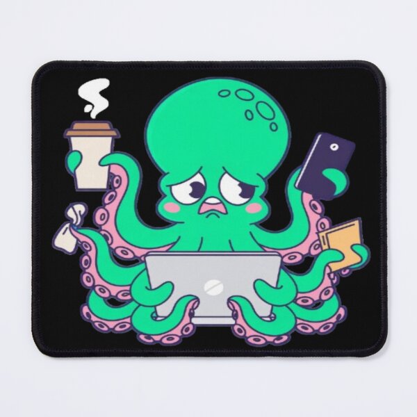 Item preview, Cute Green Octopus Multitasking Kawaii designed and sold by DailySparks.