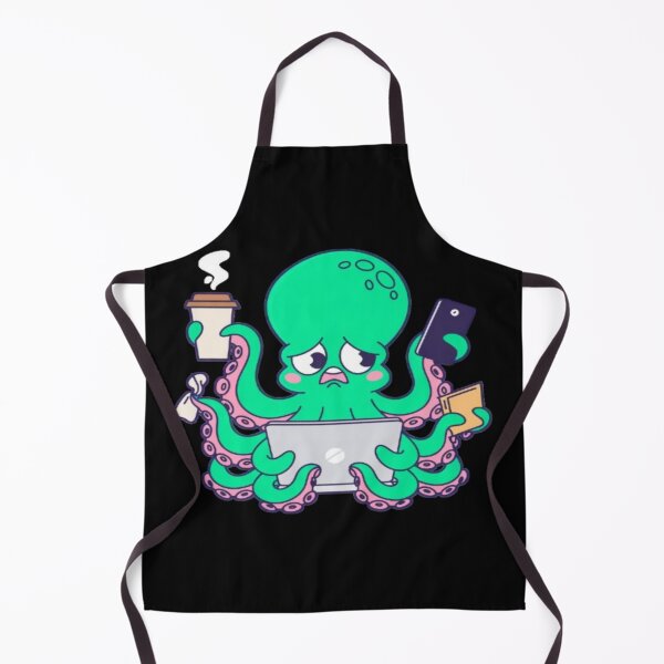 Item preview, Cute Green Octopus Multitasking Kawaii designed and sold by DailySparks.